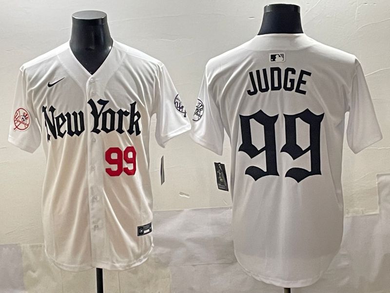 Men 2025 New York Yankees #99 Judge White Five generations Joint Name Nike MLB Jersey style 9->new york yankees->MLB Jersey